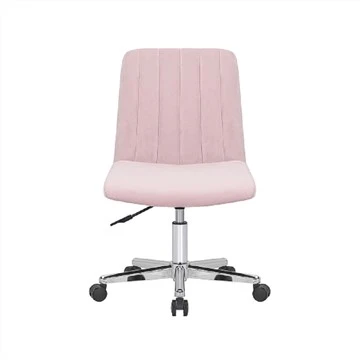 Scaun de birou pivotant din catifea roz