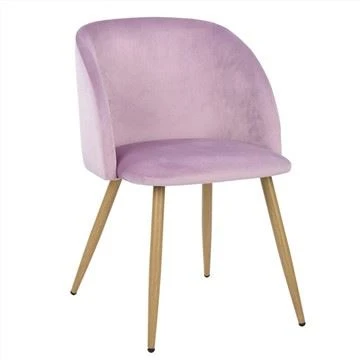Scaun de sufragerie casual cu cotieră din stofă modernă, retro, roz