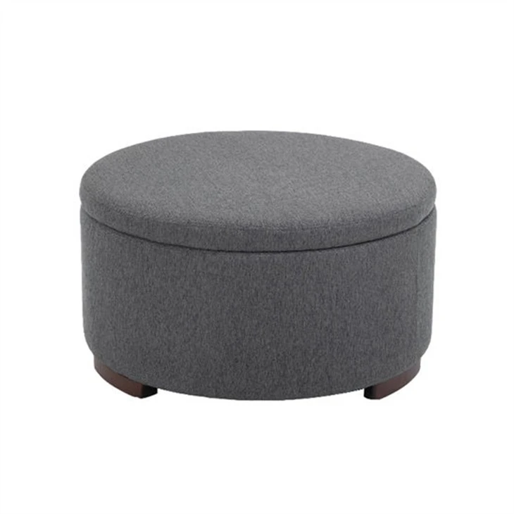 Confort, rotund, țesătură gri otomană