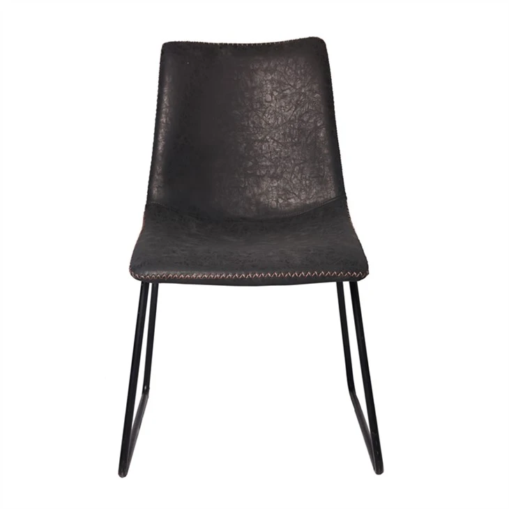 Scaun modern de sufragerie din piele artificială, cu picioare din metal negru