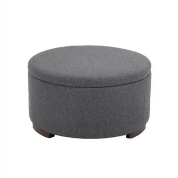 Confort, rotund, țesătură gri otomană