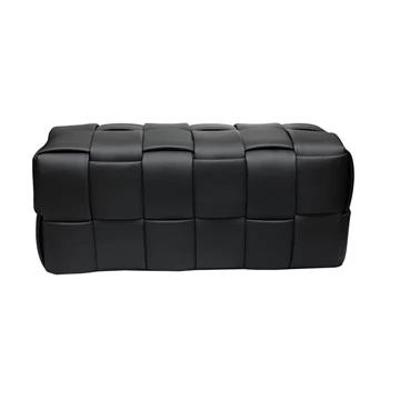 Otoman de depozitare din piele pentru acasă, negru