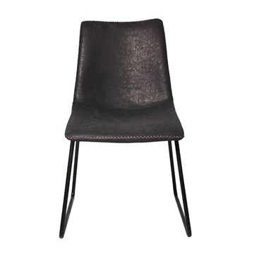 Scaun modern de sufragerie din piele artificială, cu picioare din metal negru