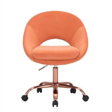 Scaun de birou din catifea, picioare din metal auriu roz