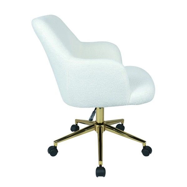 Home Office Chair With Armrest White Cashmere Fabric